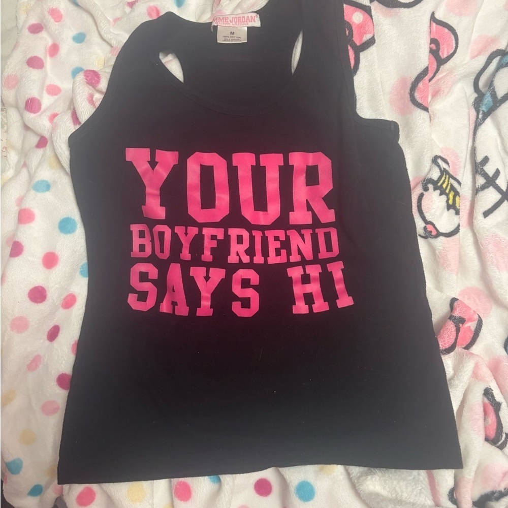 Black Tank Top with Pink Logo​​
